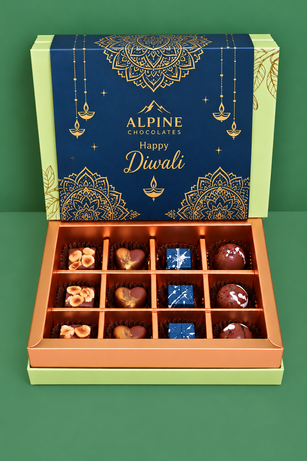 Blue-Gold Diwali Chocolate Gift Box
