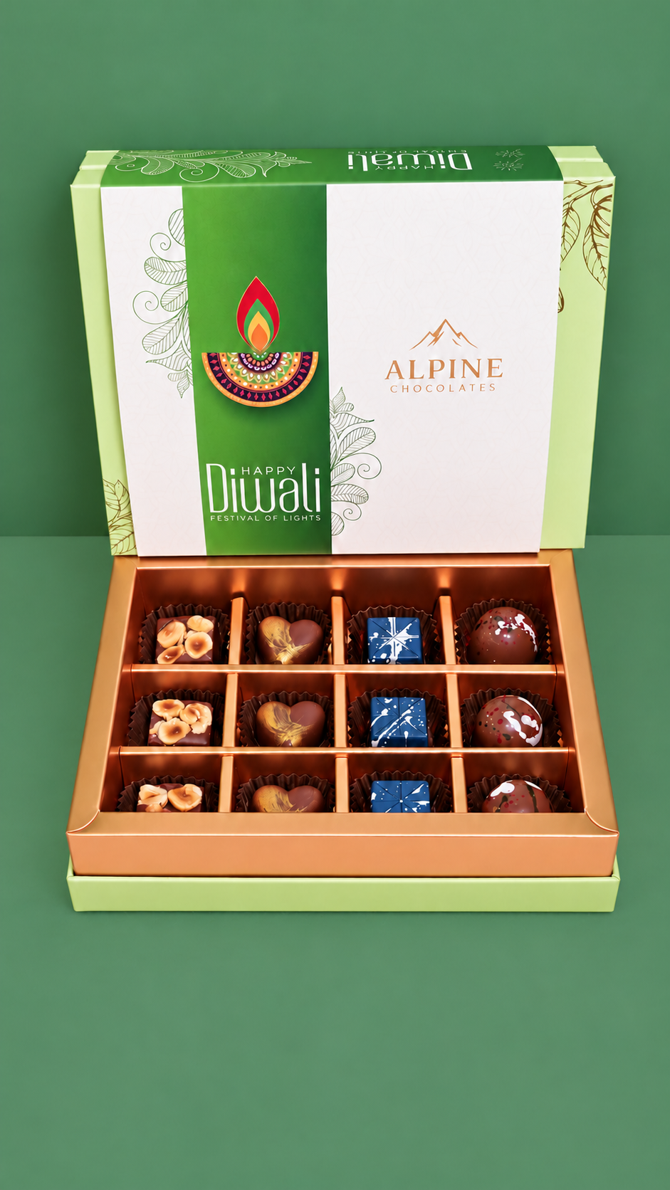 Diwali Chocolate Gift Box on Green